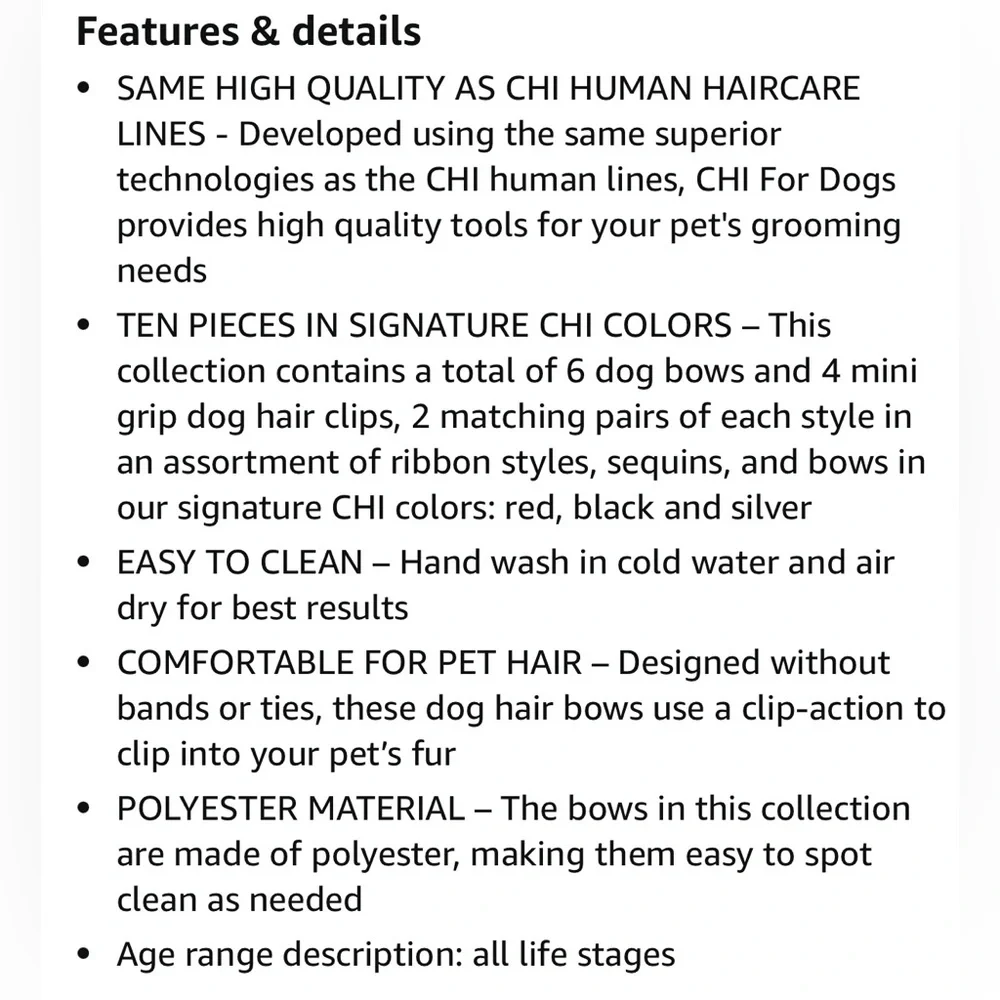 CHI For Dogs Bow &‎ Clip Set Pet Grooming Products Red Black White Pet Hair Bows
